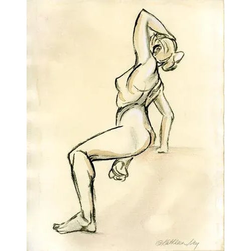 Gallery Figure Sketches on Tea Stained Paper - Set of 3 Original Tasteful Nudes For Sale - Image 4 of 11