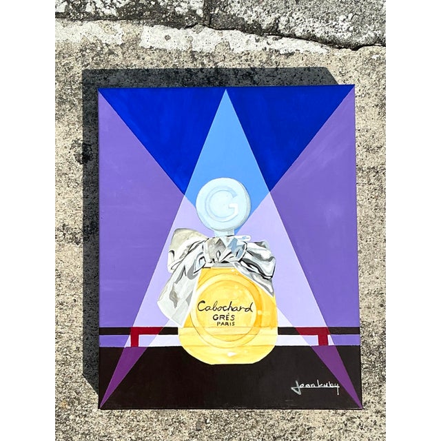 Cerulean Vintage Bottle Original Oil Painting on Canvas For Sale - Image 8 of 12