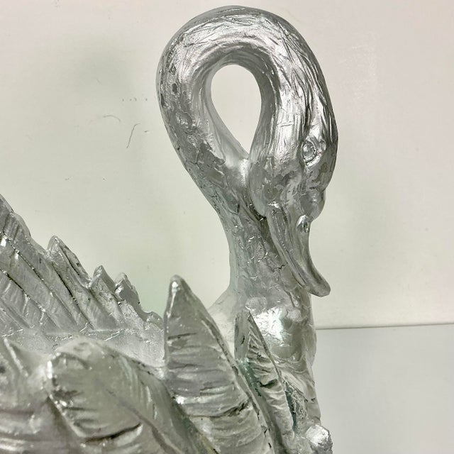 Vintage Hollywood Regency Chippendale Coastal Silver Gilt Swan Centerpiece or Planter. For Sale - Image 14 of 18