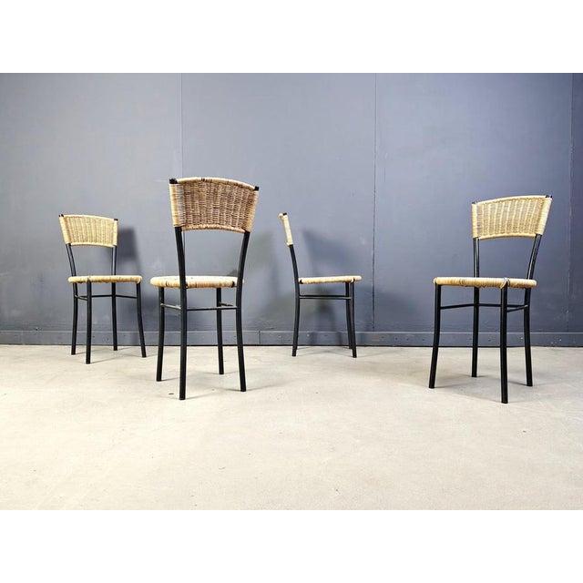 Beige Vintage Wicker Dining Chairs, 1980s, Set of 4 For Sale - Image 8 of 12
