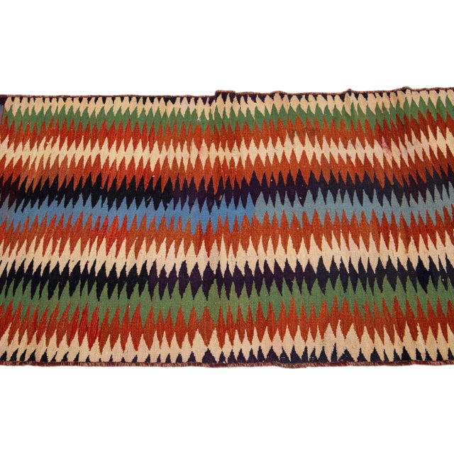 1960s Mid-20th Century Turkish Kilim Multicolor Handmade Tribal Wool Rug For Sale - Image 5 of 8