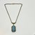1920s Antique Art Deco Art Nouveau Blue Glass & Silver Tone Pendant Necklace, 14.5”. For Sale - Image 4 of 12