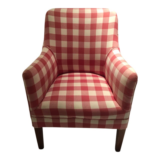Red And White Buffalo Check Arm Chair Chairish