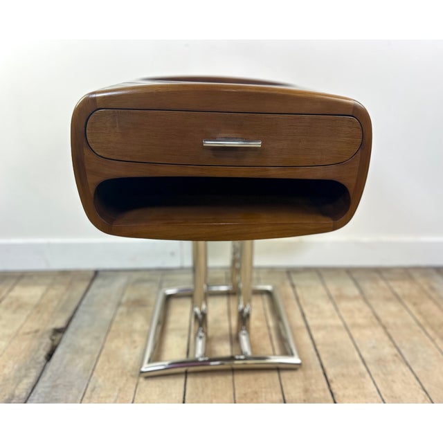 Art Deco Boston End Table in Hevea Wood and Chrome Metal, 2000s For Sale - Image 6 of 11