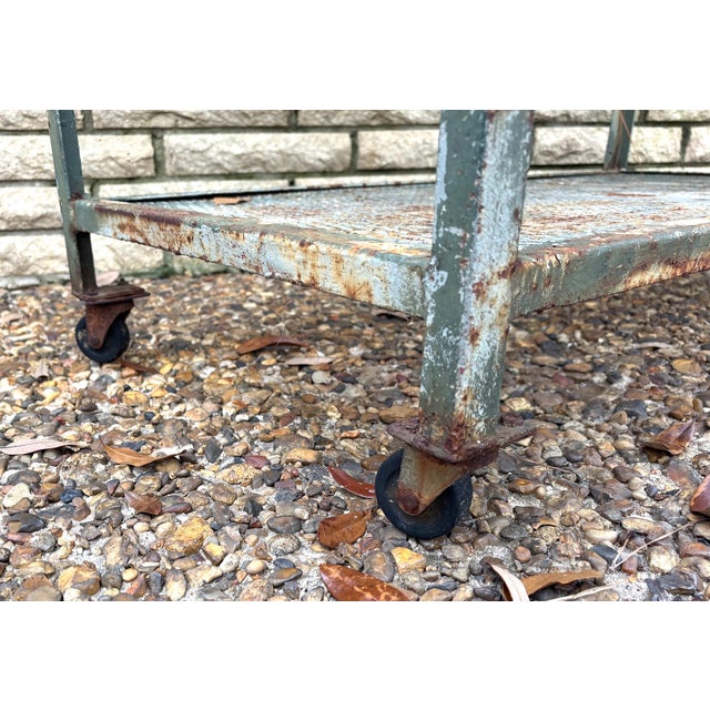 1940s-50s Industrial Metal 2-Tier Cart For Sale - Image 4 of 4