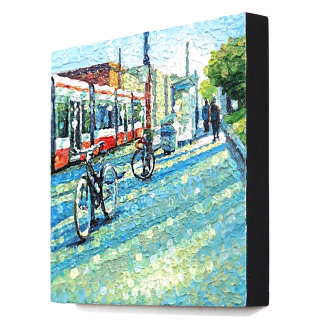 Contemporary Look Within - Original Urban Figurative Still Life Pointillist Acrylic Painting For Sale - Image 3 of 9