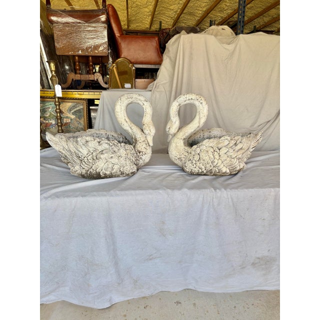 Traditional Early 20th Century French Concrete Swan Planters - A Pair For Sale - Image 3 of 12
