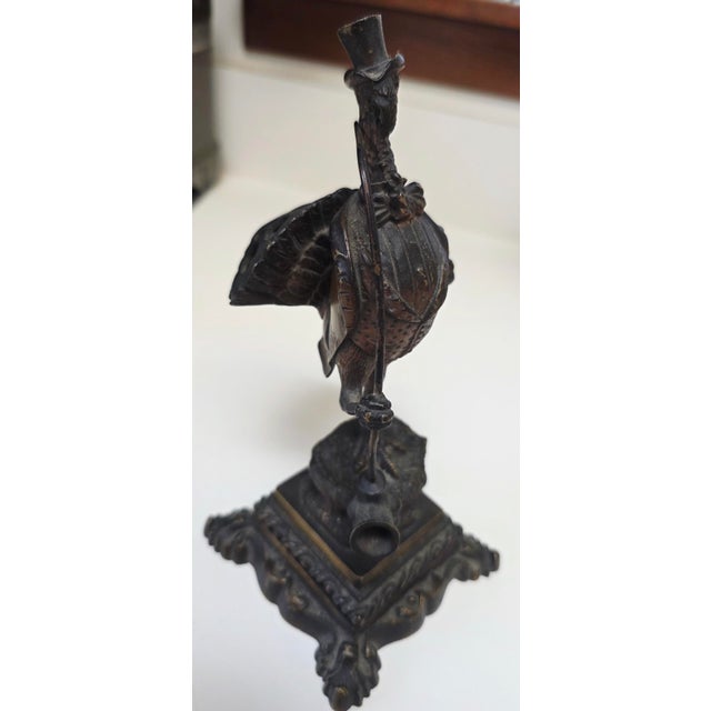 1930s Antique Bronze Turkey Hearing Challenged Cigar Holder For Sale - Image 5 of 6