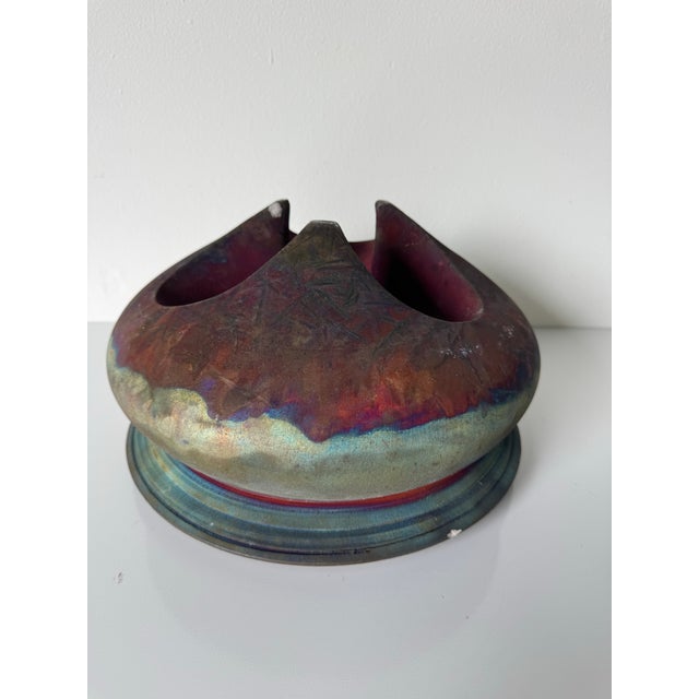 1980’s Vintage Art Raku Studio Pottery Vase / Vessel – Unsigned For Sale - Image 9 of 12