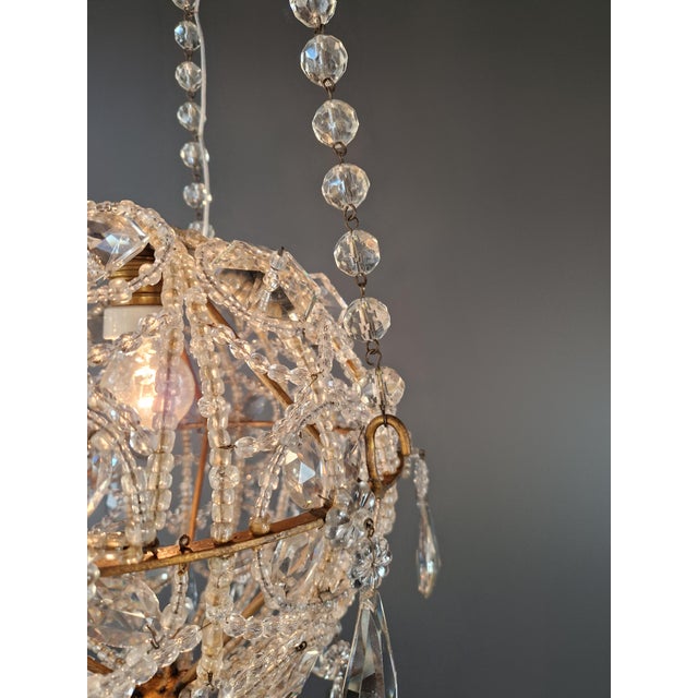 Antique Closed Crystal Body Sphere Basket Chandelier Bohemian For Sale - Image 11 of 13