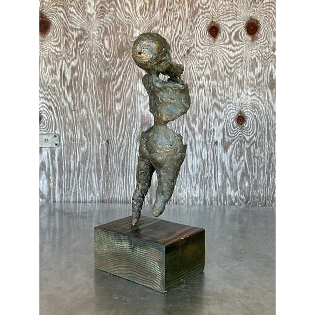 Vintage Boho Patinated Bronze Abstract Figurative Sculpture For Sale - Image 9 of 11