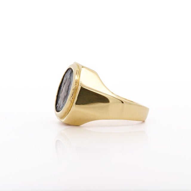 Classical Roman 18k Gold Early Christian Roman Biblical Coin Men's Ring, Size 9.5 For Sale - Image 3 of 11