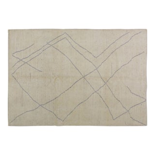 1990s Moroccan Hand Knotted Beni Ourain Rug With Soft Texture,5'7"X8' For Sale