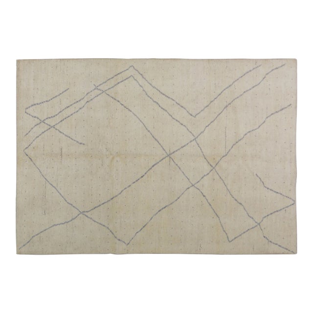 1990s Moroccan Hand Knotted Rug With Soft Texture,5'7"X8' For Sale