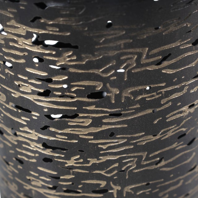 Kenneth Ludwig Chicago Golden Thread Medium Cylindrical Medium Candle Holder For Sale - Image 4 of 10