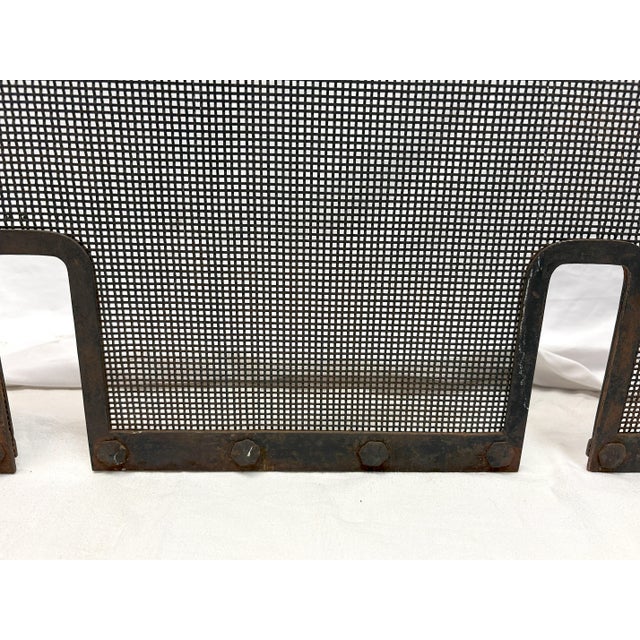 1920's Cahill Iron Works 3-Piece Cast Iron Fireplace Set With Andirons and Screen For Sale - Image 13 of 18