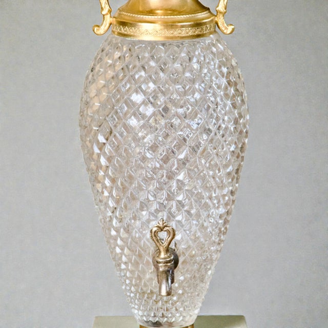 Napoleon III French Water Fountain in Glass and Brass, 1870 For Sale - Image 4 of 8