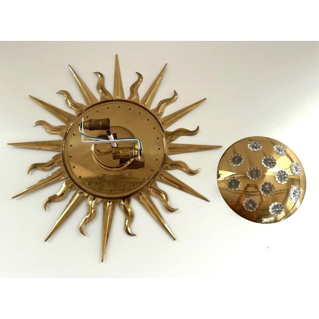 Gold Mid-Century Modern Flush Mount in Brass from Vereinigte Werkstätten, 1970s For Sale - Image 8 of 14