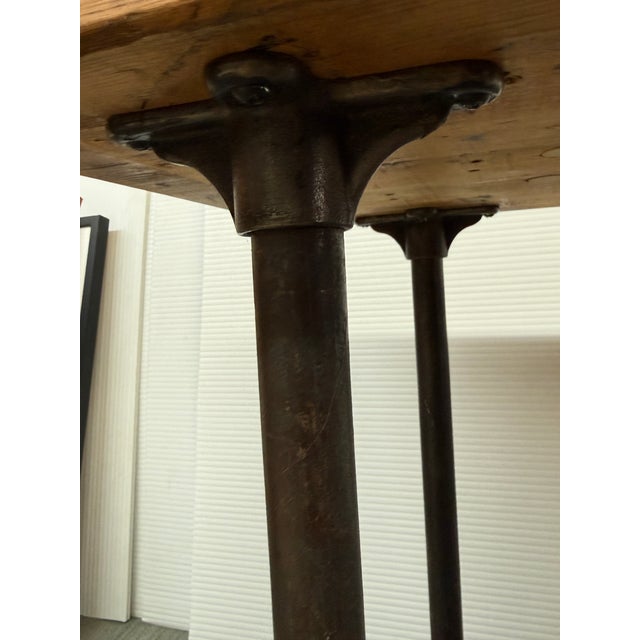 Bewick Industrial Wood & Iron Table For Sale - Image 4 of 12