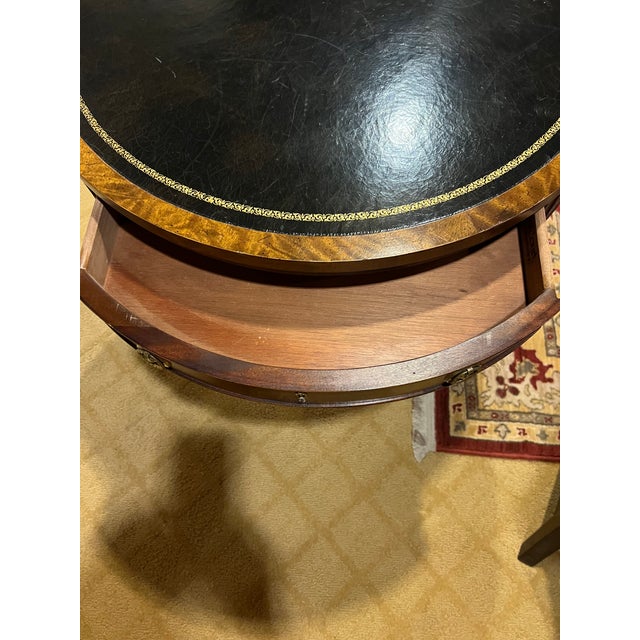 Early 21st Century Leather Top Drum Accent Table by Henredon For Sale - Image 10 of 12
