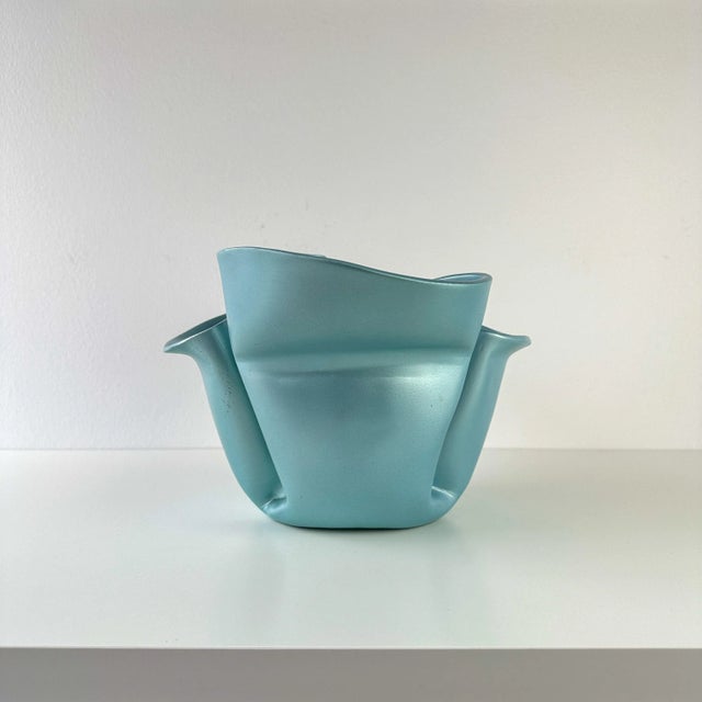 1980s Keith Fortley Handmade Trompe L'œil Handkerchief Decorative Ceramic Bowl For Sale - Image 5 of 12