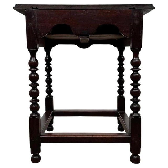 Brown Antique English Bobbin-Turned Oak Side Table, 1800s For Sale - Image 8 of 12