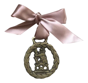 Antique English Horse Brass Christmas Ornament Royal Lion Crest