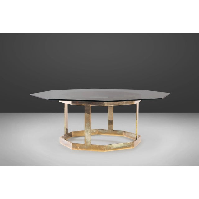 Patinaed Brass Octagonal Coffee Table with an Octagonal Glass Top After Milo Baughman, circa 1970s For Sale - Image 11 of 11