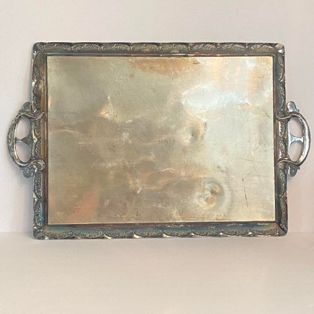 Antique Ornate Silver Plated Tray by Aurora S. P. Mfg. Co. 1869-1919 For Sale - Image 13 of 16