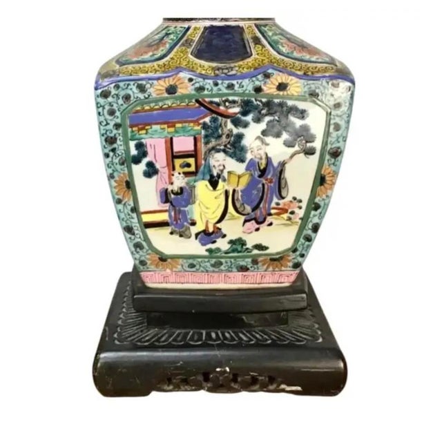 Pair 19th Century Famille Verte Chinese Porcelain Lamps For Sale In Tampa - Image 6 of 9