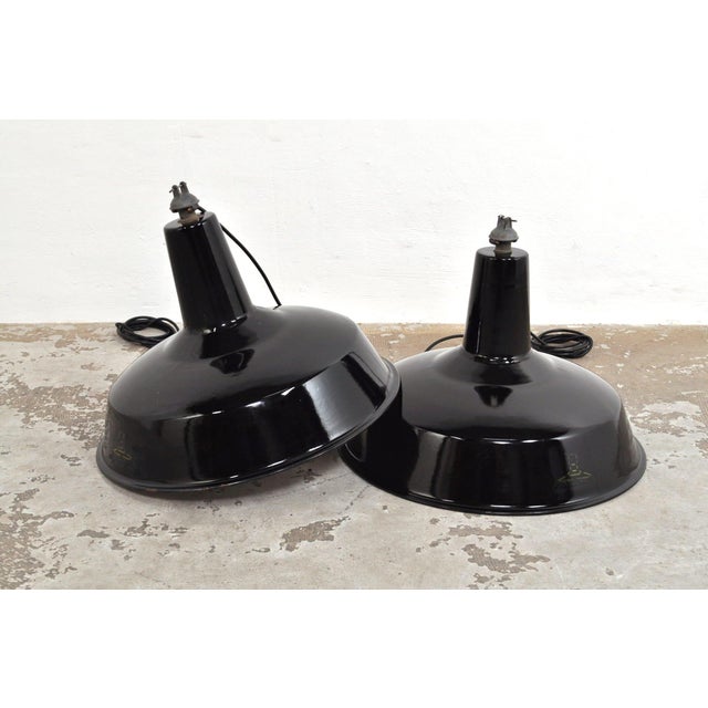 Industrial Enamel Pendant Lights from Reluma, Belgium, 1950s, Set of 2 For Sale - Image 11 of 11