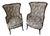 Pair of Vintage Victorian-Style Floral Wingback Chairs For Sale