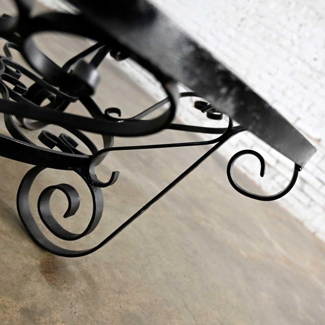 Vintage Rustic Spanish Revival Style Coffee Table Hand Wrought Iron Round With Glass Top For Sale - Image 16 of 17