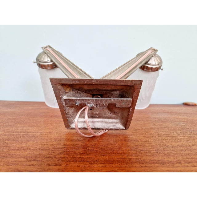 Art Deco Double Wall Light in Nickel-Plated Bronze, 1920s For Sale - Image 11 of 14