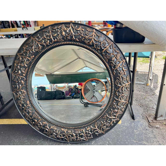 Vintage Large Round Wall Mirror For Sale - Image 4 of 6