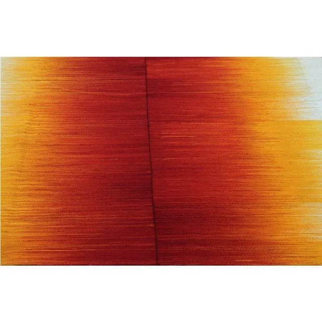 Orange Handwoven Red/Orange Persian Kilim Area Rug 9'10" X 13'1" For Sale - Image 8 of 9