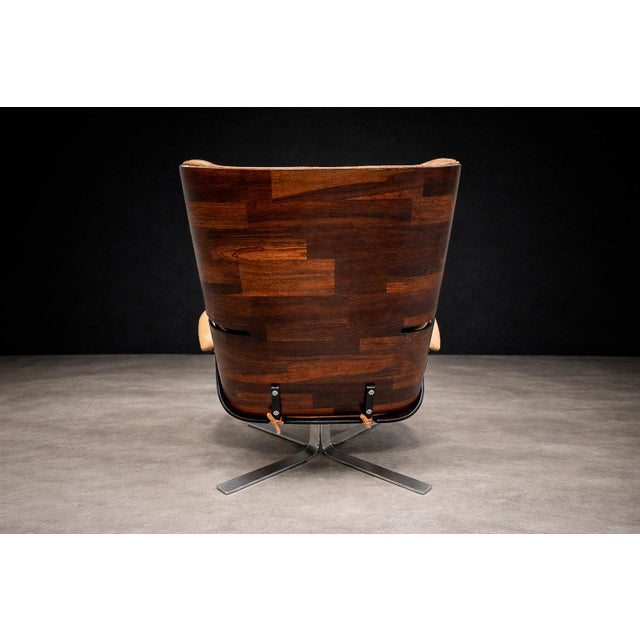 Brown “Paulistana” Lounge Chair and Ottoman by Jorge Zalszupin for L’Atelier, Jacaranda & Suede, Brazil, 1959 - Lot 445-582 For Sale - Image 8 of 13