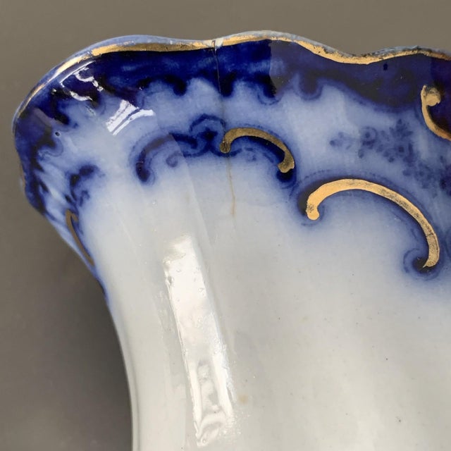 Ceramic Antique Flow Blue Small Vase For Sale - Image 7 of 10