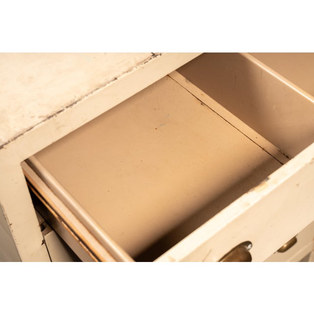 Vintage Metal Lowboy Dresser in Cream Enamel For Sale - Image 9 of 15
