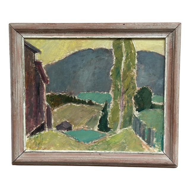 John Hedman, Landskap, 1966, Gouache on Panel, Framed For Sale