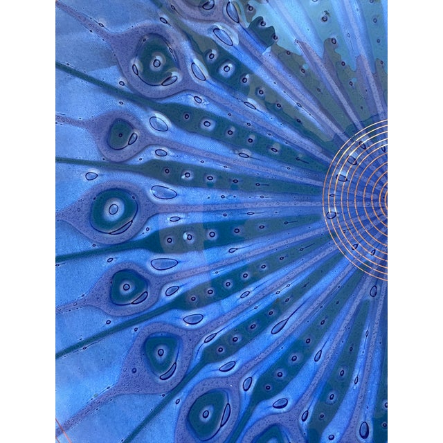 Mid Century Modern Monumental 17” Fused Glass “Peacock” Charger by Higgins Studio For Sale - Image 6 of 11