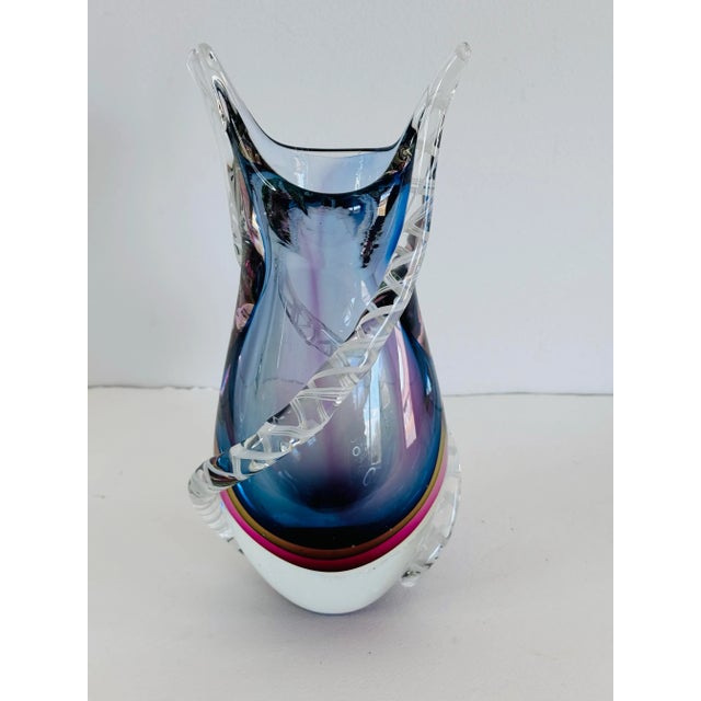 Murano Vintage 1960s Murano Style Multi-Color Glass Vase For Sale - Image 4 of 6