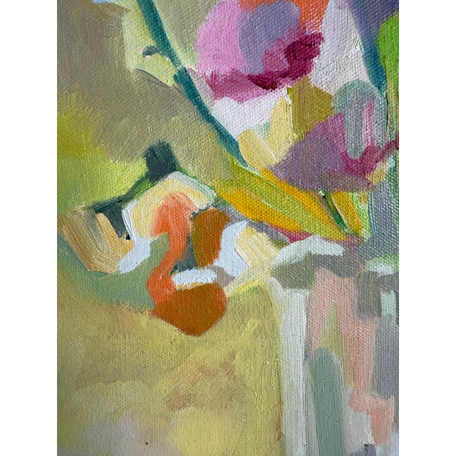 Vintage Midcentury Cubist Oil on Canvas Flowers Painting For Sale - Image 10 of 11