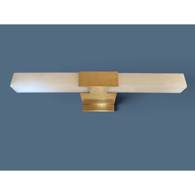 Kelly Wearstler for Visual Comfort Covet 24" Alabaster Bath Light in Antique-Burnished Brass For Sale - Image 10 of 18