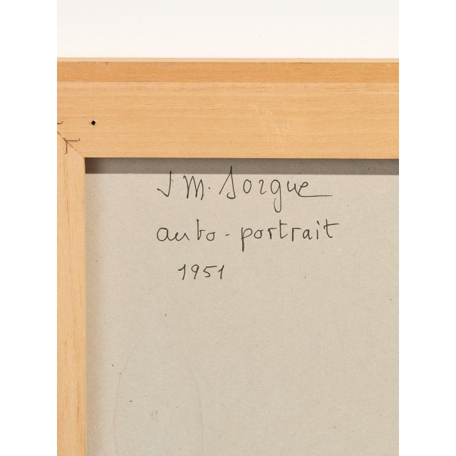 Charcoal 1951 Jean-Marie Sorgue Charcoal and Graphite Self-Portrait Drawing, Signed For Sale - Image 8 of 10