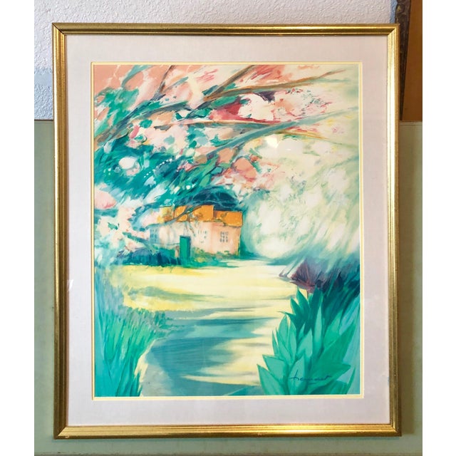 Late 20th Century Claude Hemeret, French Modernist Vivid Bright Fauvist Landscape Watercolor Gouache Painting, c.1970 For Sale - Image 5 of 5