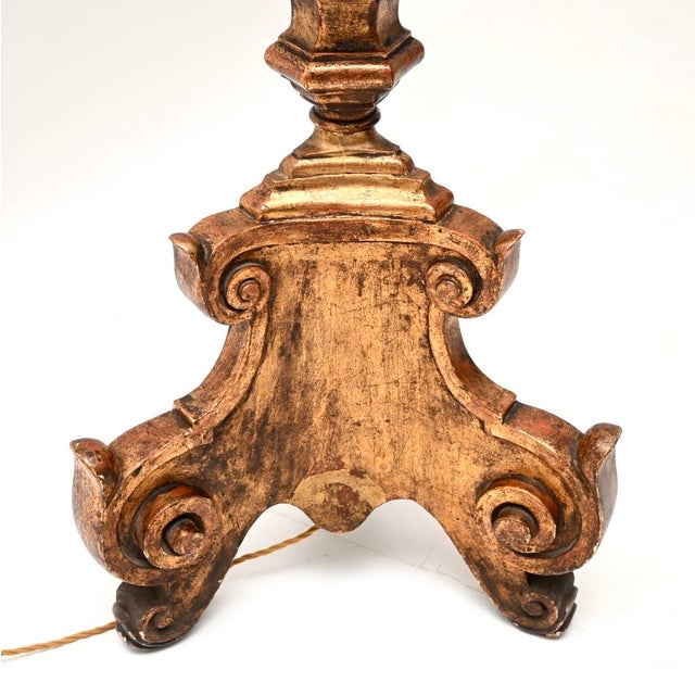 Antique Italian Renaissance Style Gilt Wood Floor Lamp, 1920 For Sale - Image 10 of 11