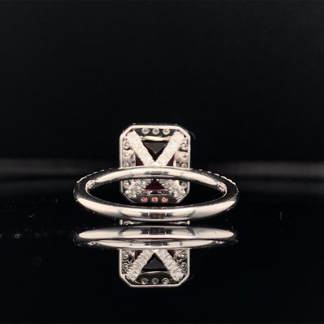 Silver Diamond Tourmaline Rubellite Ring 6.5 18k Gold 3.11 TCW Certified For Sale - Image 8 of 13
