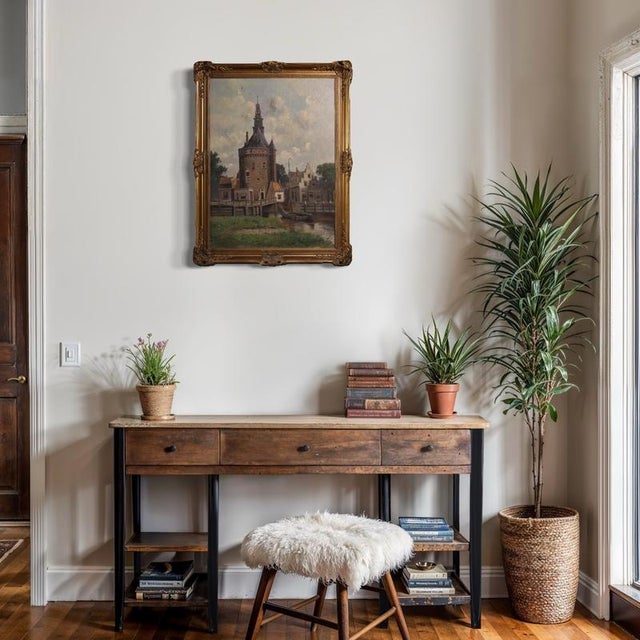 Dutch Artist, View of the City of Hoorn, 1950, Oil on Canvas For Sale - Image 4 of 15