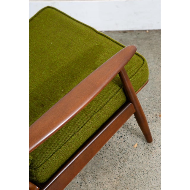 1960s Mid Century Danish Modern Lounge Chair Armchair Green Arms MCM Denmark Highback For Sale - Image 11 of 12